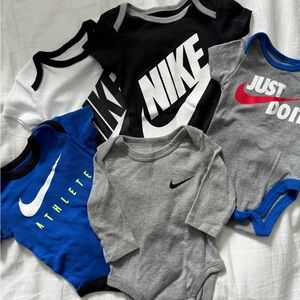 Nike Infant Bodysuit Set - Black, Gray, Blue & White with Red Accent
